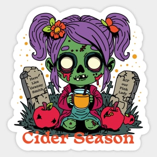 Apple Cider Season Zombie Sticker